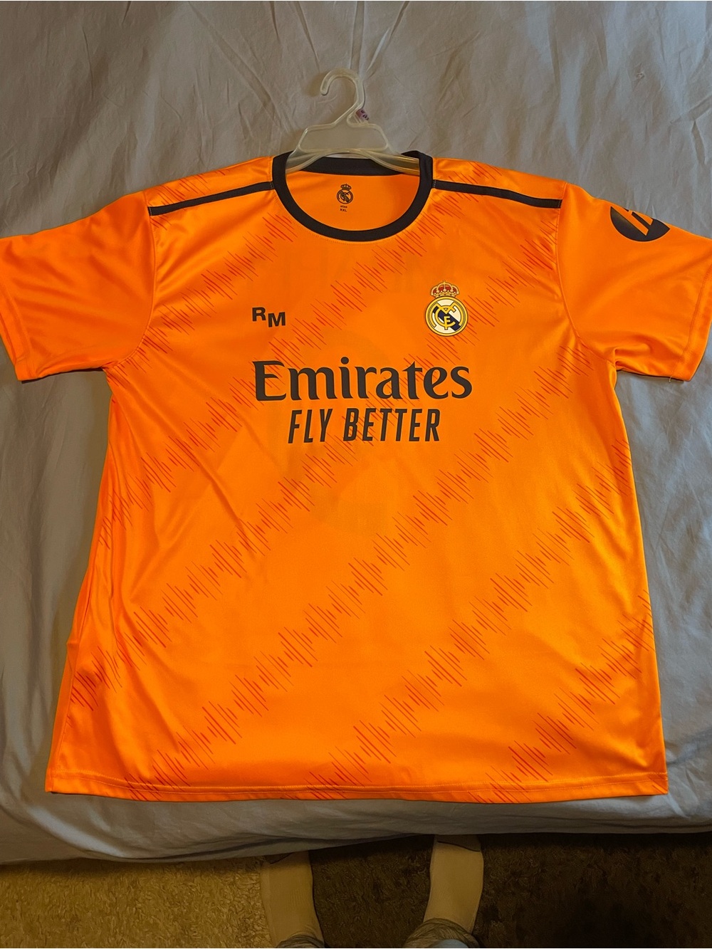 Real Madrid Men's Orange Football Jersey - Emirates Fly Better